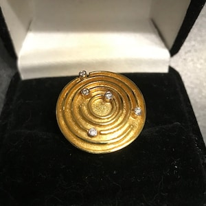 18k Solid Gold & 5 Diamonds Ancient Greek Revival Ring, Fine Jewelry Statement Cocktail Wedding Engagement Museum Quality Xmas Gift Ring