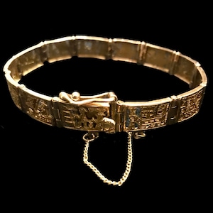 Pulsera de eslabones de filigrana de oro macizo peruano de 18 k de los años 30 y 40, pulsera coleccionable con estilo, pulsera de regalo de compromiso nupcial