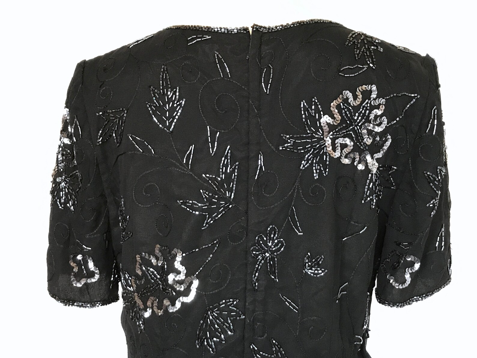 80's Black Dress with Square Pattern by Secrets main image 1