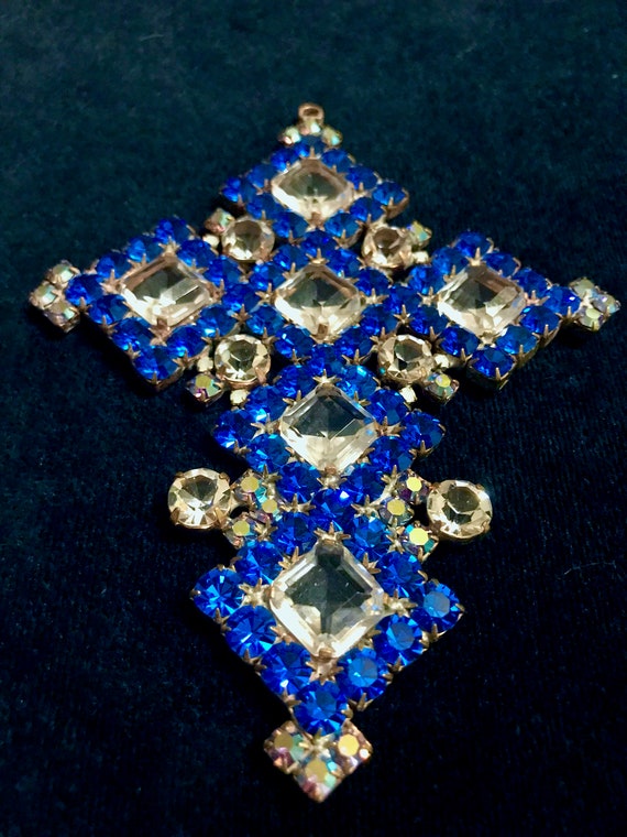 HUGE ≈5" Massive Old Czech Crystal Glass Cross Pe… - image 5