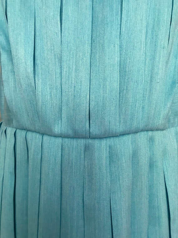 50s-60s Aqua Turquoise Blue Duck Egg Dress, Wool … - image 4