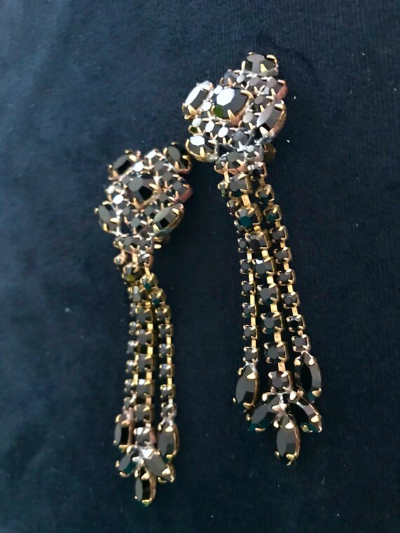 Roaring 20s Style Old Czech Jet Black Earrings, J… - image 7