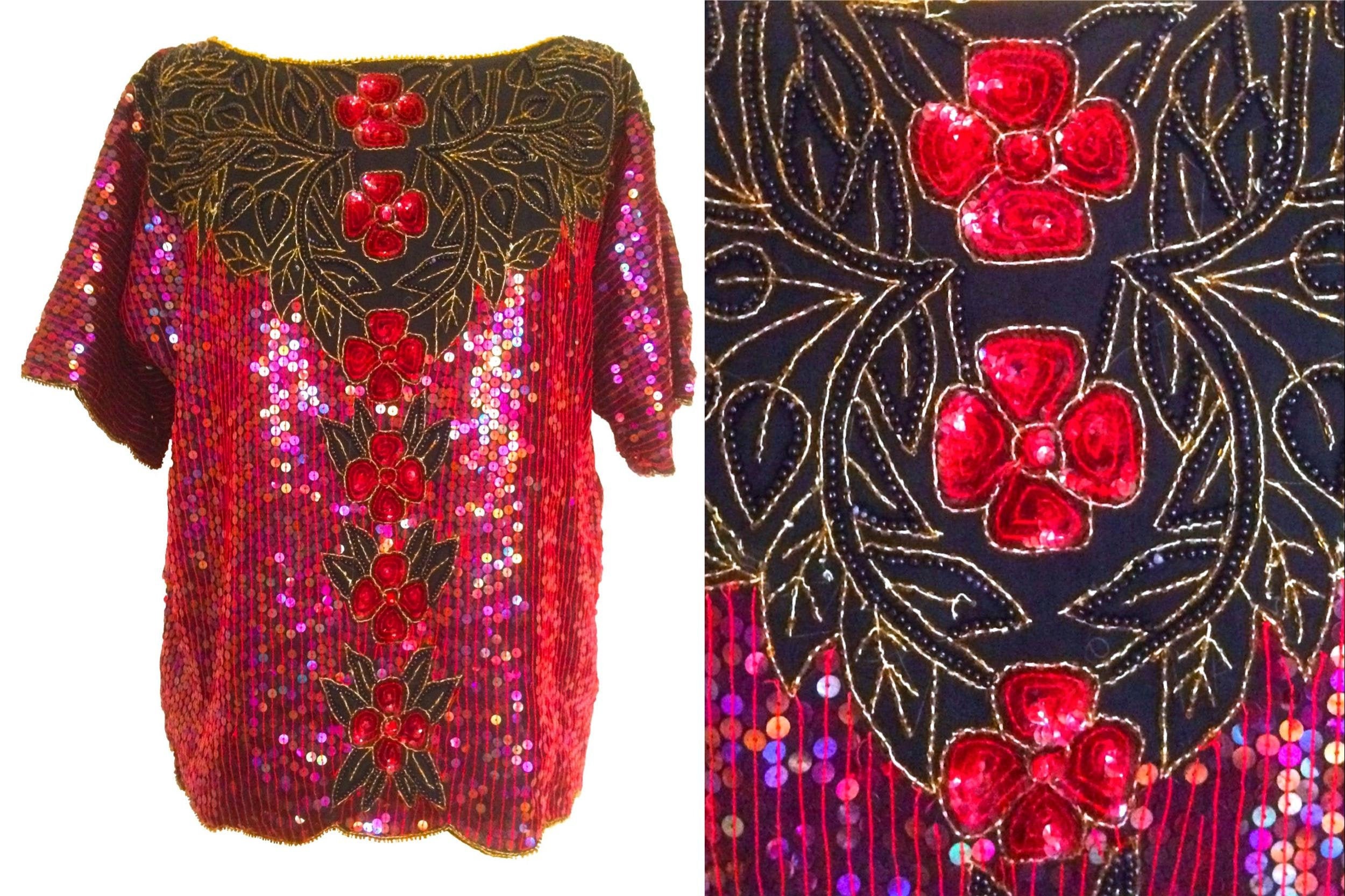 Magenta sequin top Clearance