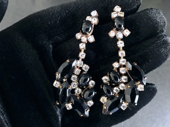 Old Czech Crystal Glass Drop Earrings, Xmas Hallo… - image 1