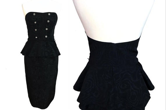 80s does 40s Black Moire Two Piece Goth Suit, Cors