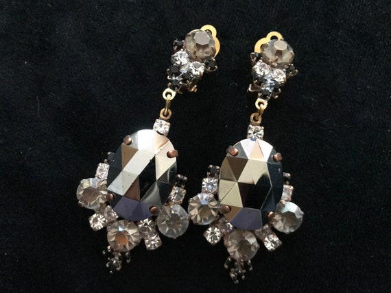 Art Deco Old Czech Mirror Glass Drop Earrings, Xm… - image 8