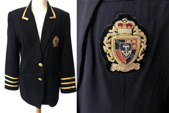 80s Marshall Rousso Las Vegas Black Crest Blazer,