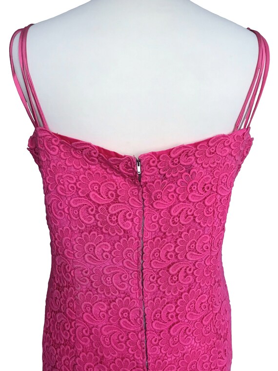 60s Hot Bubblegum Pink Cotton Lace MOD Dress, Mes… - image 9