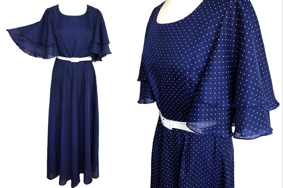 navy blue polka dot maxi dress