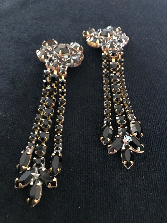 Roaring 20s Style Old Czech Jet Black Earrings, J… - image 4