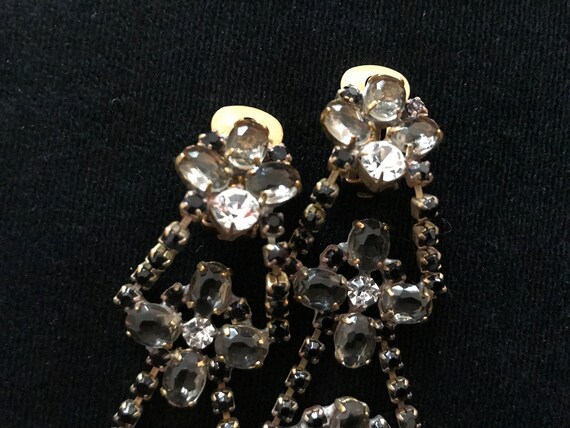 Art Deco Old Czech Crystal Glass Drop Earrings, X… - image 9