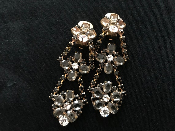 Art Deco Old Czech Crystal Glass Drop Earrings, X… - image 7