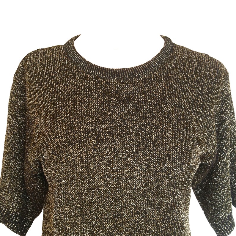 80s Golden Bronze Lurex Metallic Knit Jersey Sweater Top | Etsy