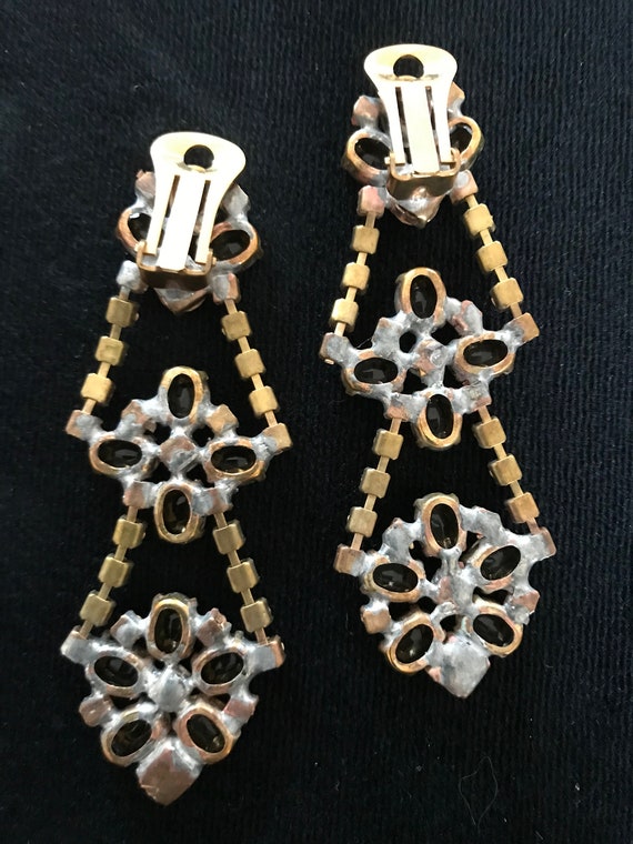 Art Deco Old Czech Crystal Glass Drop Earrings, X… - image 10