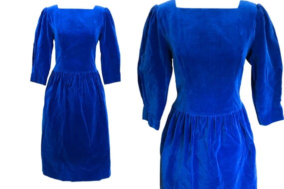 sapphire blue velvet dress