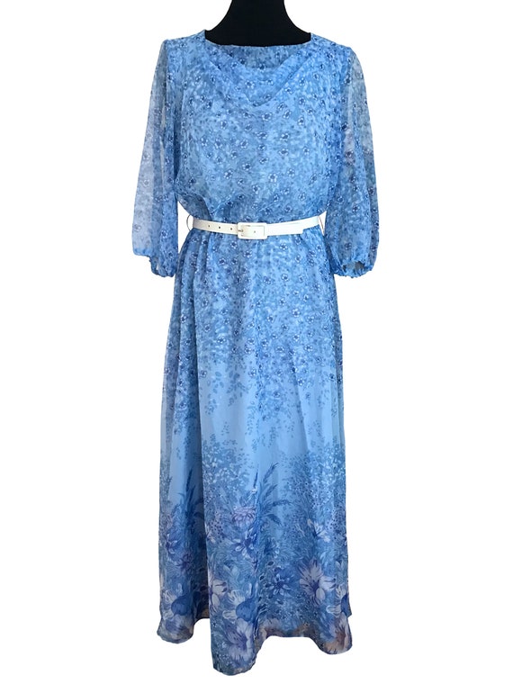 blue lucy in the sky dress BABARONI Deep V Neck Sexy Chiffon Dress with Slit-Sky Blue, Sky Blue / US0 main image 1