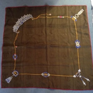 Hermes Scarf Cartier Silk Khaki Vintage Paris