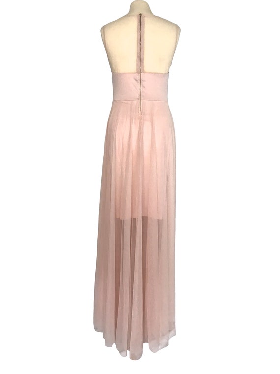 Blush Pink Mesh Illusion Full Circle Gown, Bridesmaid Floor Length Maxi  Dress, Sheer Pink Summer Ball Gown, Pink Wedding Sexy Evening Dress - Etsy