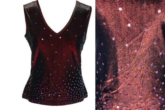 maroon sequin top