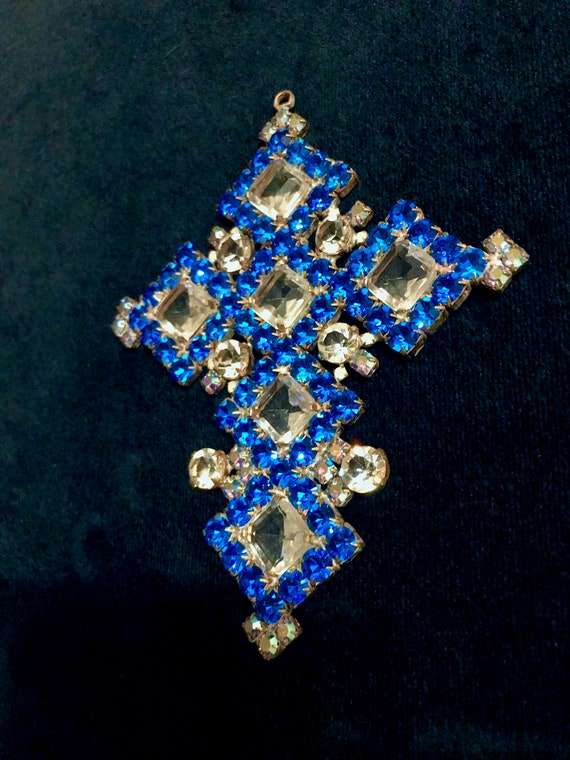HUGE ≈5" Massive Old Czech Crystal Glass Cross Pe… - image 8