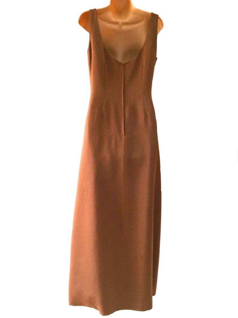 Raw Shot Silk Brown Gold Dress Prom Xmas New Year Party Dress Rhinestone Embellished Evening Dress 60s 100/% Silk Spicy Caramel MOD Dress