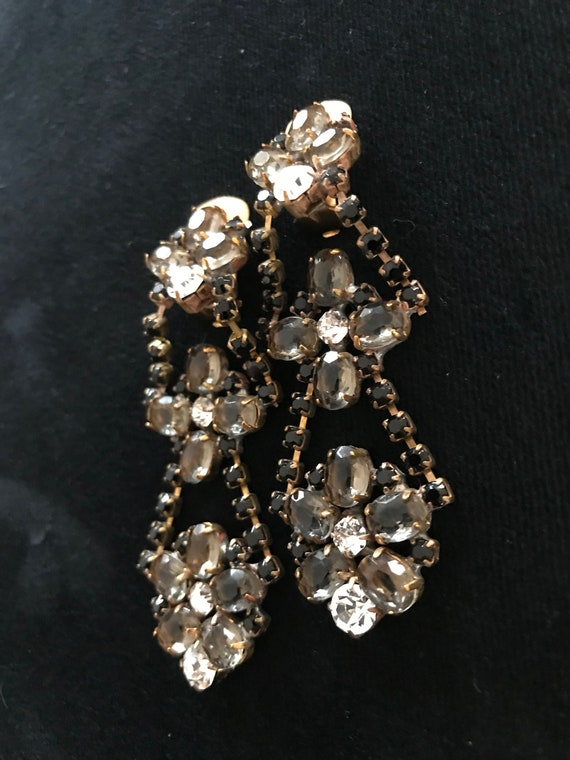 Art Deco Old Czech Crystal Glass Drop Earrings, X… - image 6