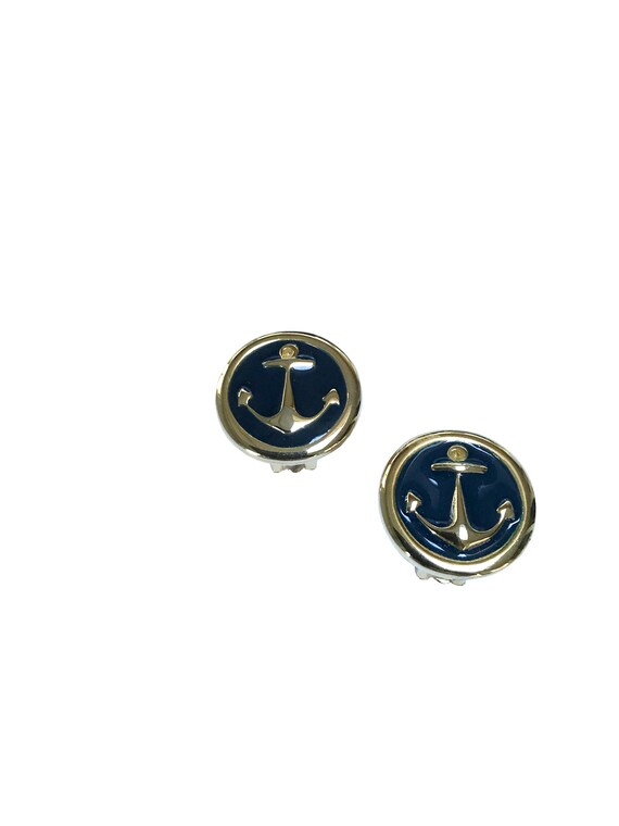 70s Navy Blue Gold Enamel Nautical Ahoy Sailor An… - image 5