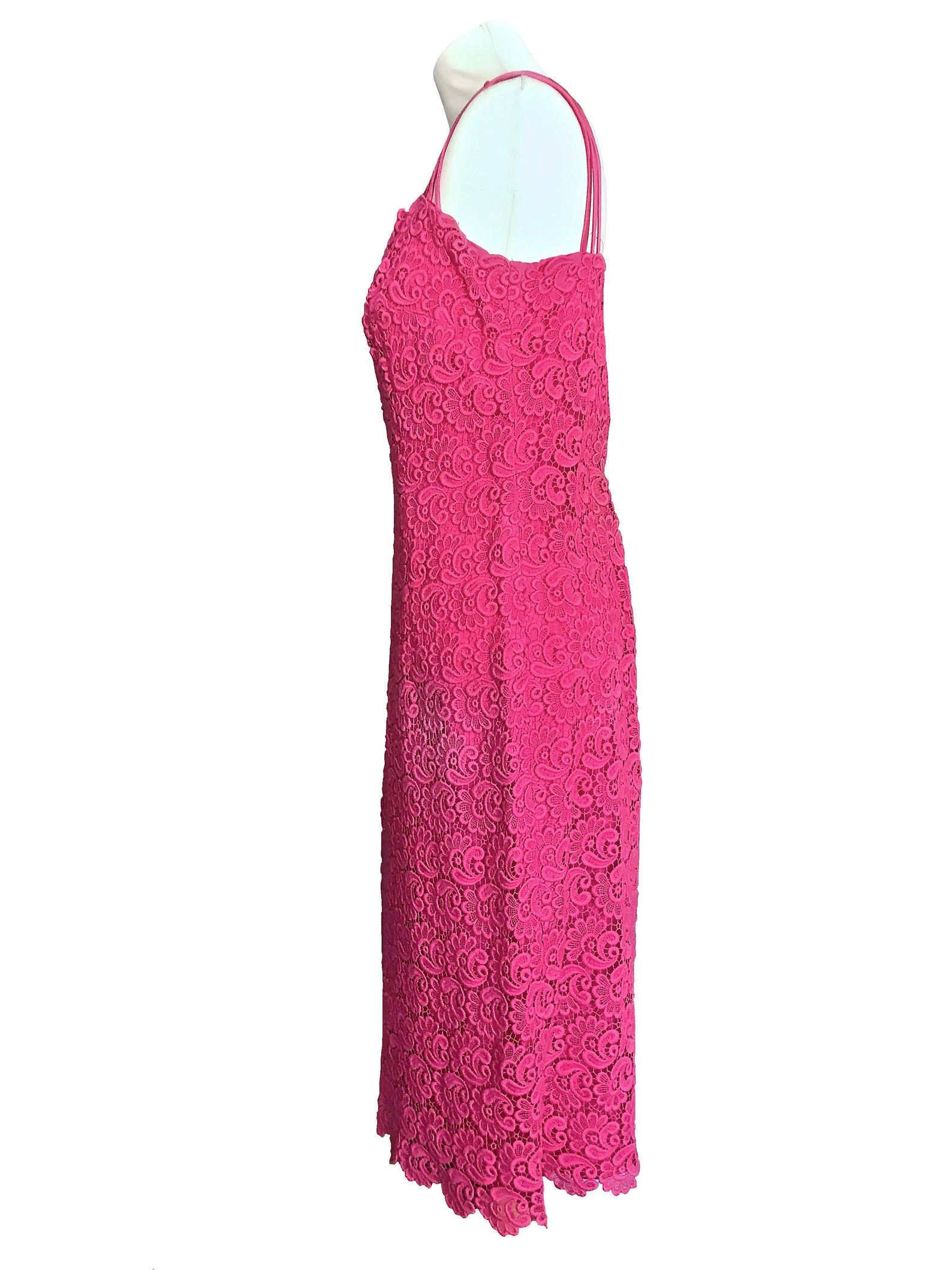60s Hot Bubblegum Pink Cotton Lace MOD Dress Mesh Textured - Etsy