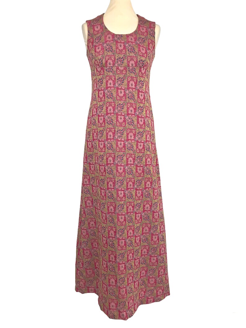 60s Gold Lurex Rose Pink MOD Column Dress Tricot Flower & | Etsy