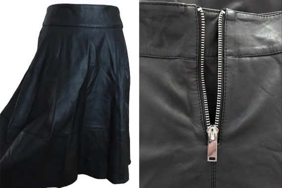 50s Style Real Leather Half Circle Skirt w/ Wide O