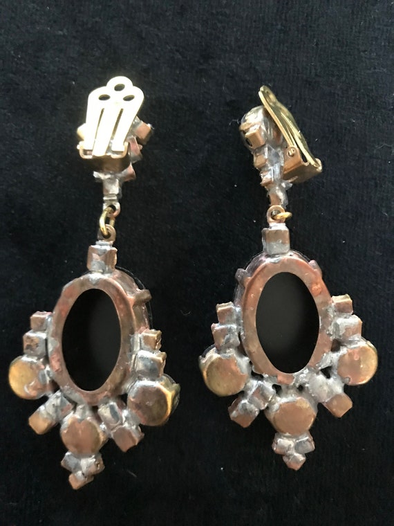 Art Deco Old Czech Mirror Glass Drop Earrings, Xm… - image 9