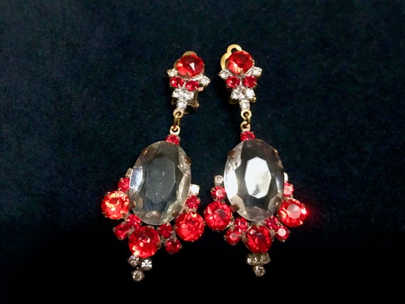 Art Deco Old Czech Crystal Glass Drop Earrings, X… - image 7