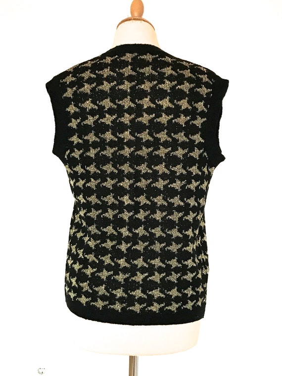 70s Black & Gold Lurex Metallic Open Front Cardig… - image 6