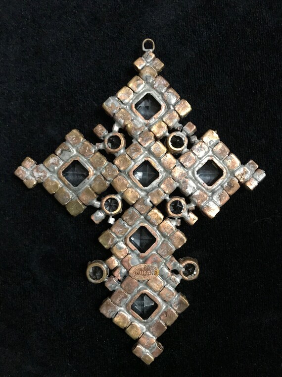HUGE ≈5" Massive Old Czech Crystal Glass Cross Pe… - image 9