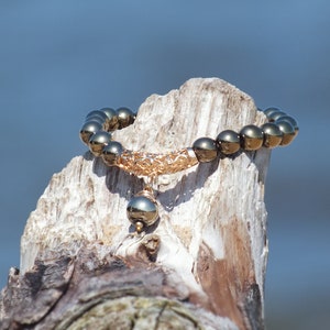 Bracciale in pirite Bracciale in pietre preziose placcato oro 24 K Regalo di compleanno per lei Gioielli in pietre preziose Gioielli in pirite Fools gold