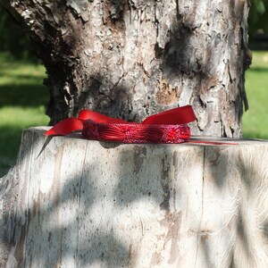 Red Shibori Silk Choker Necklace, Beaded Bohemian Jewelry image 3