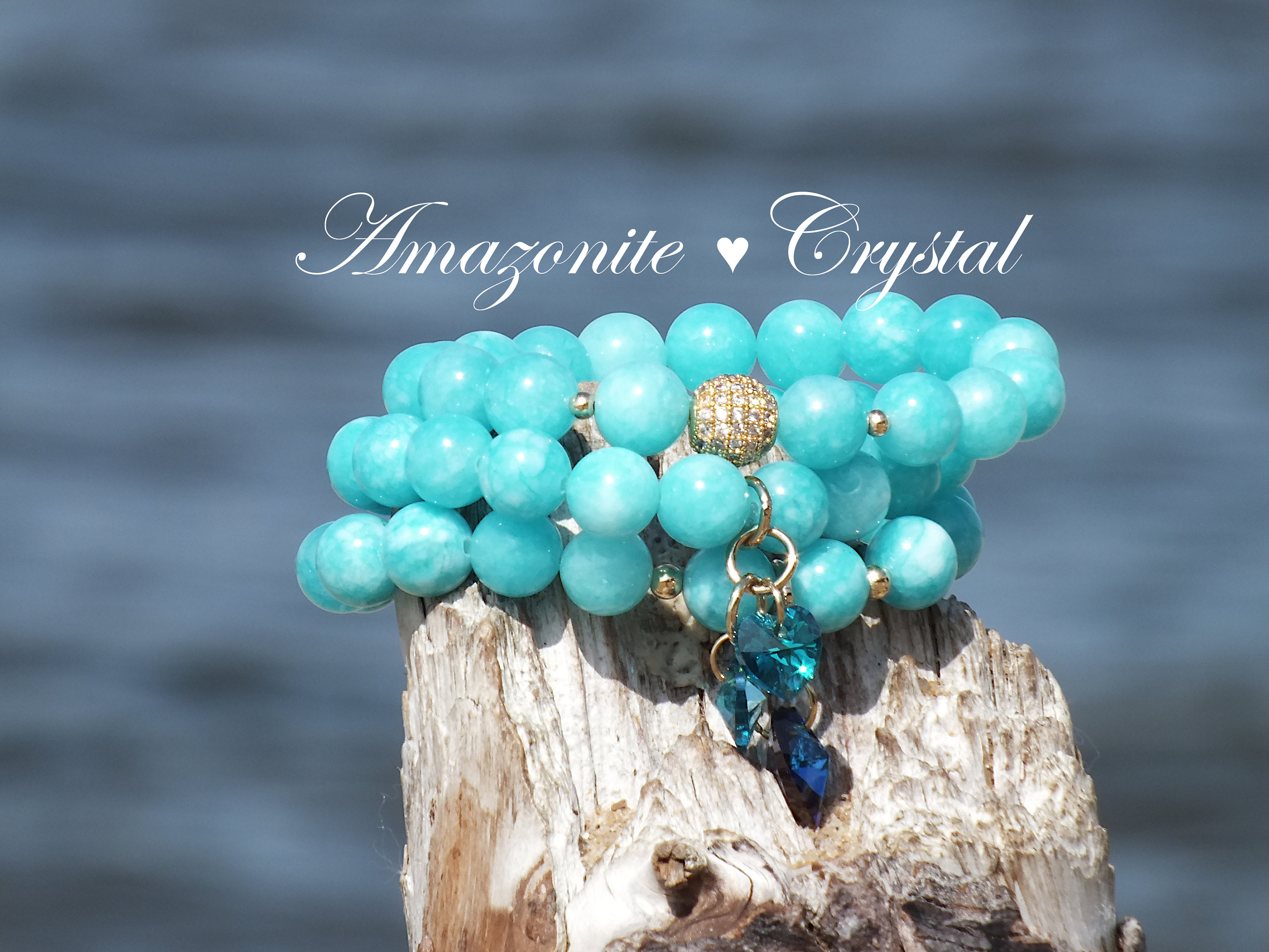Amazonite Bracelet Swarovski Crystal Bracelet Cubic Zirconia Beads Bohemian Bracelet Inspiration Jewelry Gift For Wife Gift For Her
