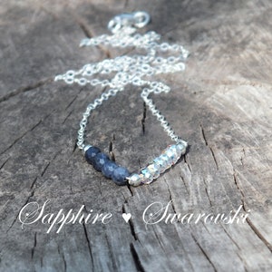 Rohe Saphir Halskette September Geburtsstein Swarovski Kristall Sterling Silber Zarte Schmuck Geschenk für sie Edelstein Halskette Inspirational