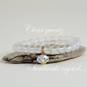 Quartz bracelet, Swarovski crystal, April birthstone, Inspirational jewellery, Wedding Bracelet ,Spring sale, Gift for her