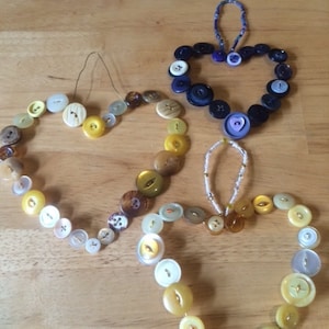 Beautiful Hand Made Hanging Wire and Button Hearts, ideal for that special gift, home decor or wedding