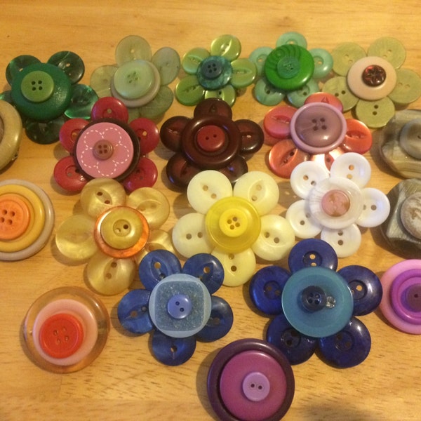 Gorgeous Hand Made Recycled Button Flower Brooches Ideal for Gifts for Someone Special, friends, family or teachers