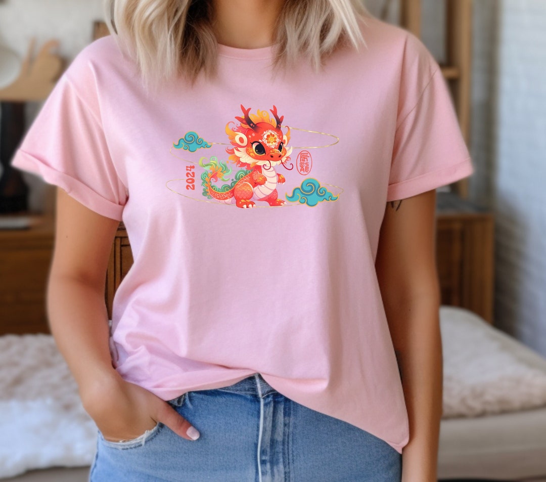 2024 Year of Dragon Tee, Dragon Gift Ideas, Red Gold Dragon Year Gift