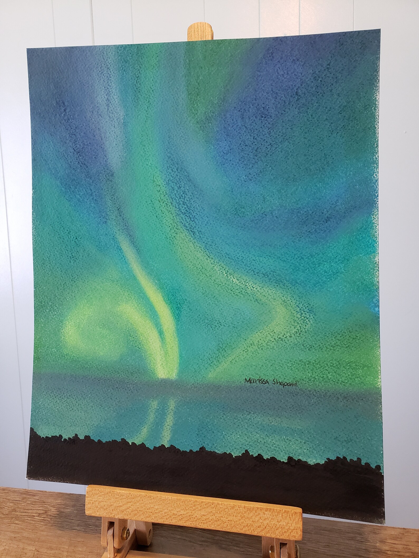 Chalk Drawing Northern Lights Art 11x14 Art Ready to Hang Etsy UK