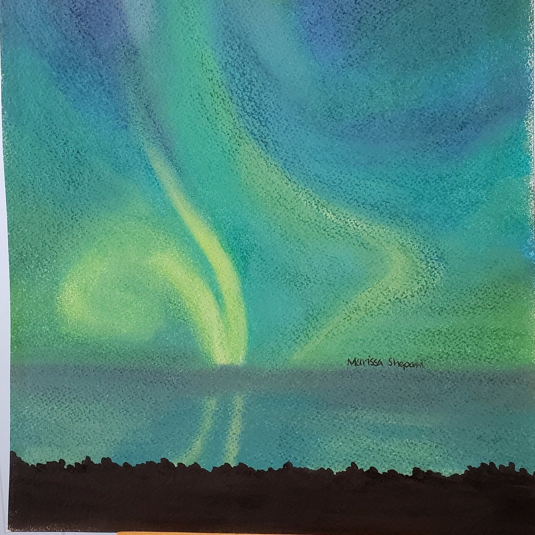 Chalk Drawing Northern Lights Art 11x14 Art Ready to Hang Etsy UK