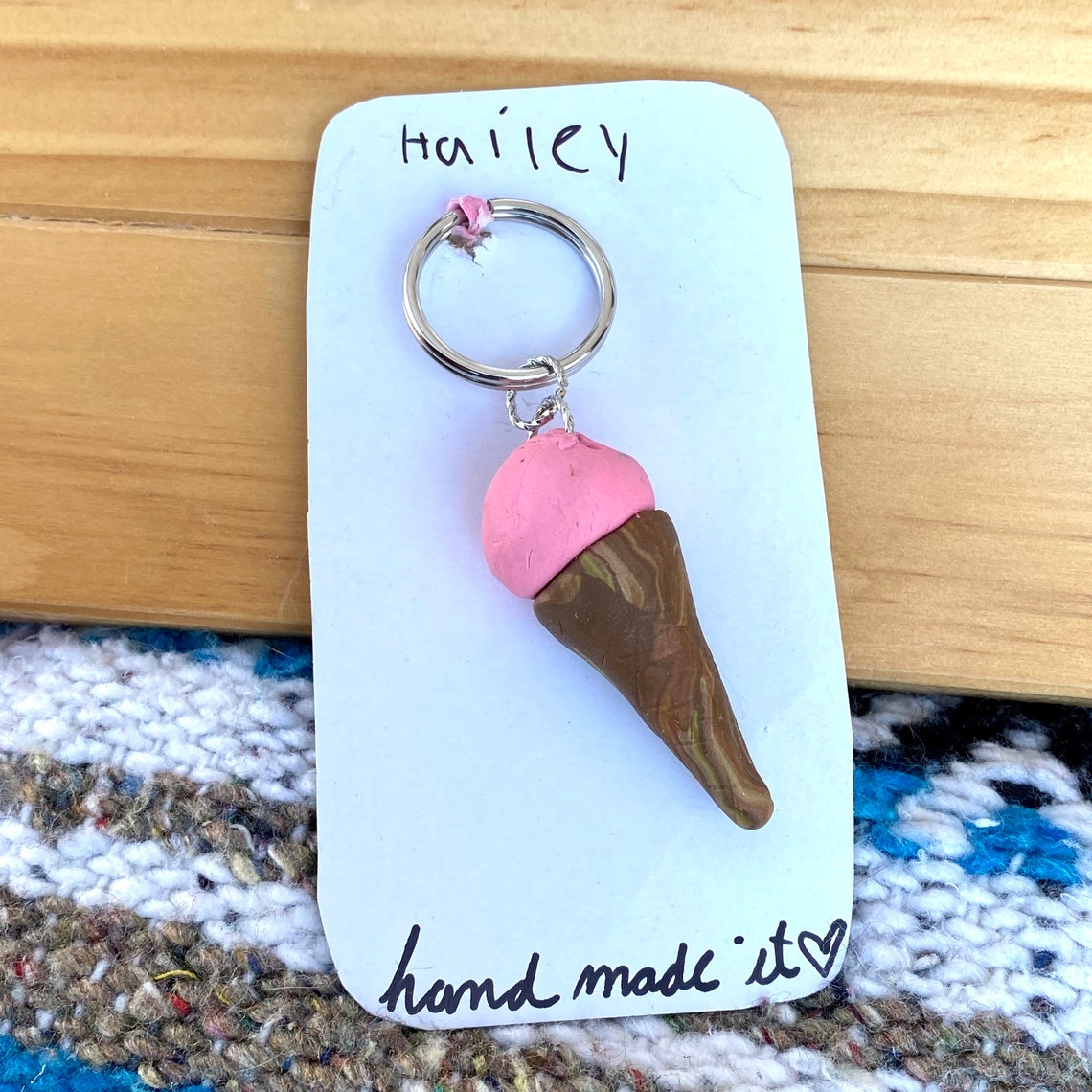 Hand Made Polymer Clay Ice Cream Keychain Etsy