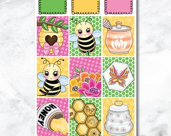 Honey Bee Full Box Journaling and Planner Stickers - B