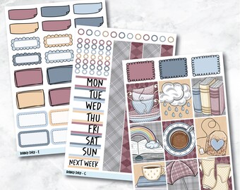 Rainy Days Mini Kit Bundle Planner Stickers  - Sheets B, C, and E