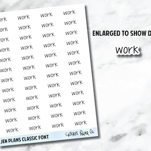 WORK Jen Plans Writing Font Planner Stickers