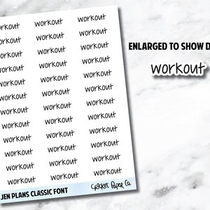 WORKOUT Jen Plans Writing Font Planner Stickers