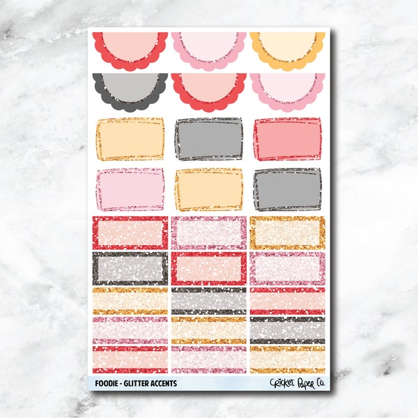 Glitter Accents Planner Stickers - Foodie